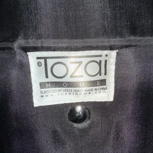 Tozai Home Black Satin Decorative Box Purse w/ Bamboo Handle Excellent Condition Size OS