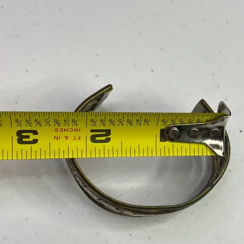 Vintage Mixed Metal Copper & Brass Open Cuff Bracelet With Braided Design Orange