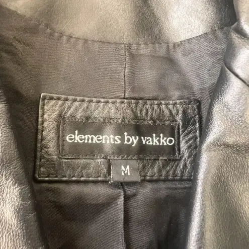 Elements By Vakko Women's Size Medium Jacket Black Leather Long Sleeve