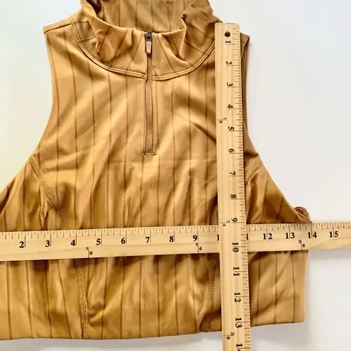 JoyLab Mustard Yellow Stripe Zipper Crop Top US Medium