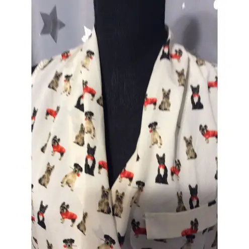 Dog Puppy Sleeveless Blouse Womens Small S V Neck