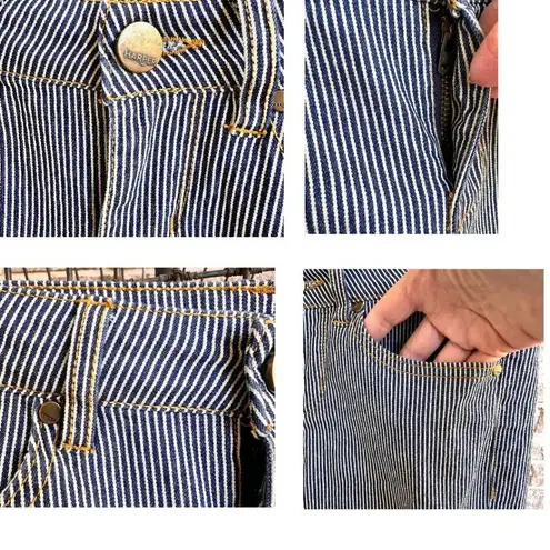 Harper Jeans Size 26 Pin Striped Navy White Skinny Straight Leg Mid Rise Cotton Blue