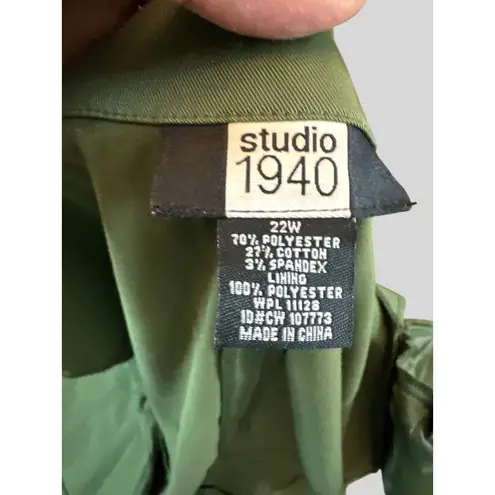 Studio 1940 Olive Green Women's Blazer Jacket With Four Pockets & Button