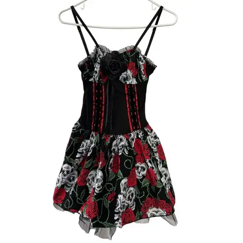 Lip service sugar skull dia Skull & Rose dress Goth & Punk dress size XS