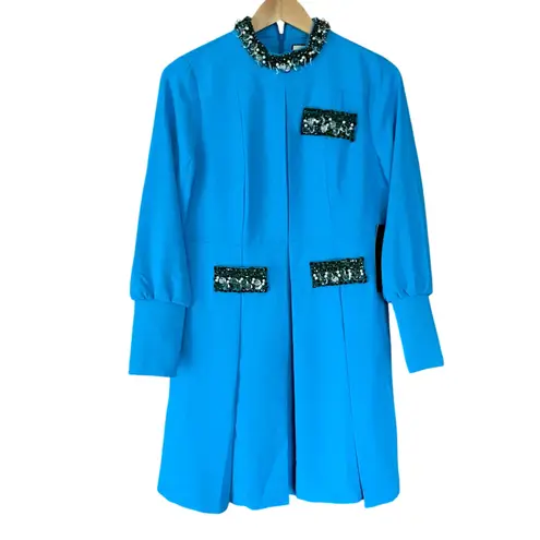 Tuckernuck Hoyt Crystal Embellished Dress Bright Blue Size Small NEW