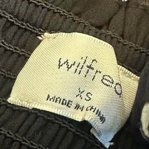 Wilfred Aritzia Tempest Dress Black Aqua Print Long Sleeve Mini Length Size XS