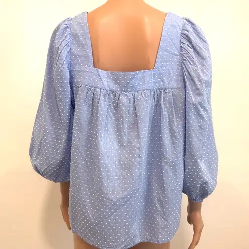 Caslon small square neck popover puff balloon sleeve 3/4 sleeve blouse TB 3084