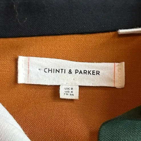 Chinti & Parker Long Sleeve Color Block Dress Knee Length w/ Belt Size 4 Women's Black