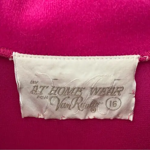 Vintage 70s Van Raalte At Home Wear Robe Duster Hostess Pink Red 16 Housecoat