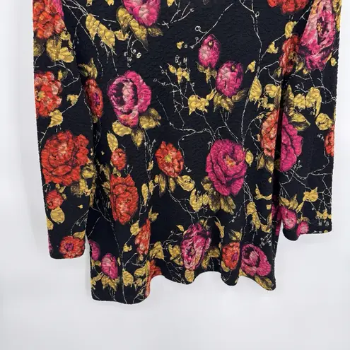 French Laundry Vintage Y2K Fall Floral Top Womens XL Black Crepe Acetate