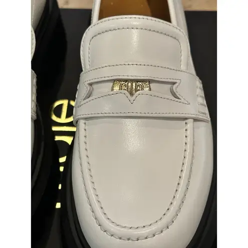 Maje NEW Leather Platform Coin Loafers White size 39 /8.5