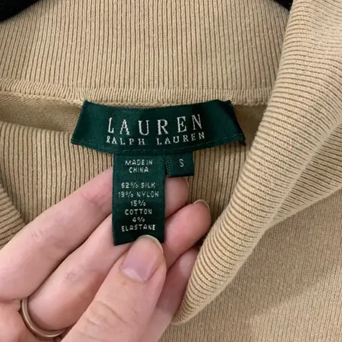 Lauren by Ralph Lauren Beige Turtleneck Lightweight Sweater Tan