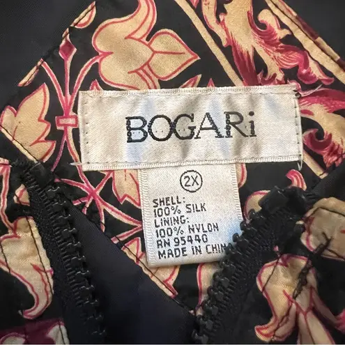 Vintage Bogari 100% Silk Windbreaker Bomber Jacket Women’s Size 2X Red Retro Zip