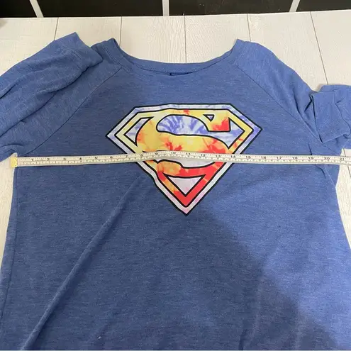 DC Comics Superman Blue Long Sleeve Shirt Size 15/17 Juniors
