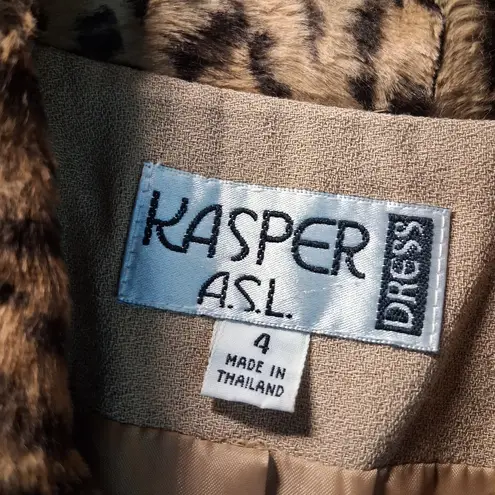 Kasper Tan Trench Coat with Leopard Details