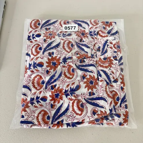 Alix of Bohemia Kiki Button Front Long Sleeve Blouse Red Navy Floral Size XS