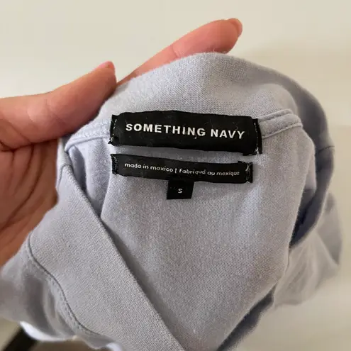 Something Navy Light Blue Mock Neck Tee