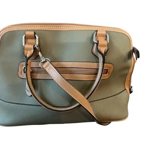 Giani Bernini Olive Green Dome Satchel Bag with Tan Accents Medium