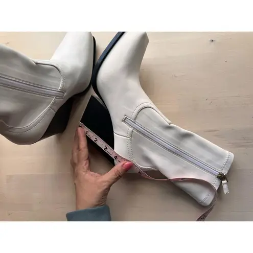 Stella McCartney white western sock stretch ankle BLOCK HEEL BOOTS 38/ US 8