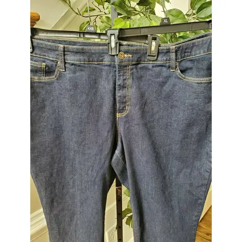 st. john's bay  Women Blue Denim Cotton Mid Rise Straight Leg Jeans Pant Size 24WS