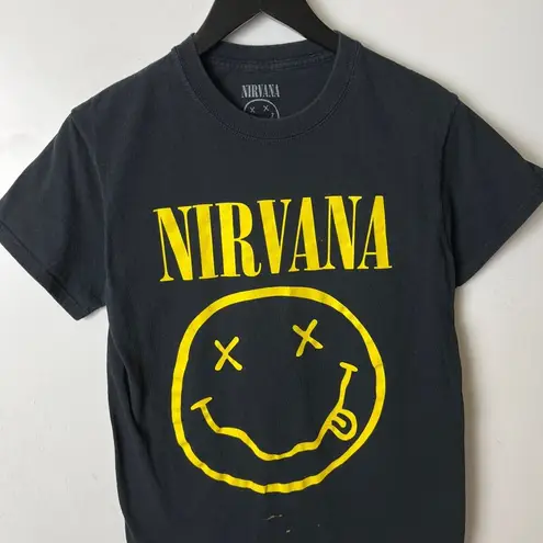 Nirvana Graphic Tee Smiley Face Black Adult Extra Small Unisex Fit