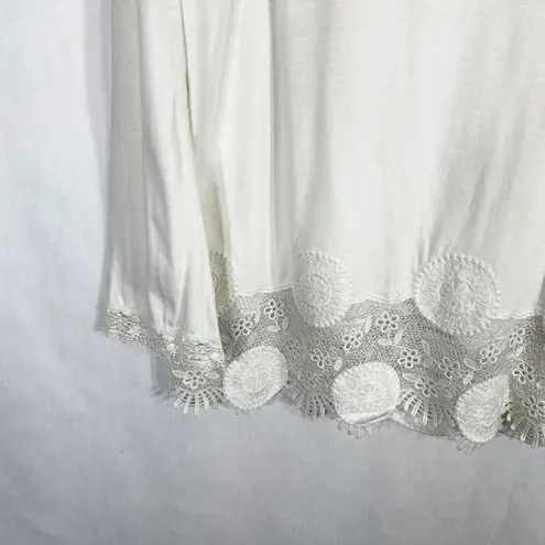 Sundance XS Top White Crochet Trim Scalloped Pearl Buttons Cottage Pioneer 290