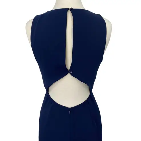 Babaton Aritzia Silky Sleeveless Maxi Midi Dress Cut Out Back Navy Blue Womens 8