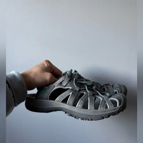 Keen NEW Whisper Sandal Gray Peacock Green Outdoor Hiking Sandals Comfy Size 6.5