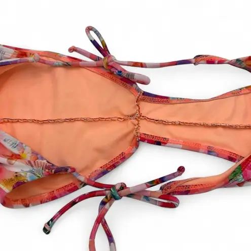 Unbranded Cheeky Floral Tropical Stripe Tue Sides Bikini Bottom Small White