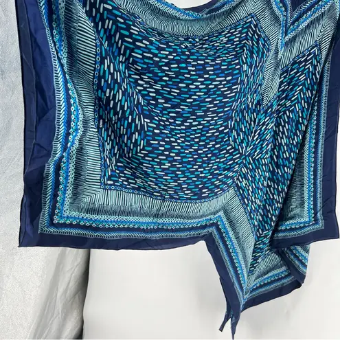 J Mclaughlin Blue Geometric Print Silk Chiffon Handkerchief Scarf Midi Dress XS
