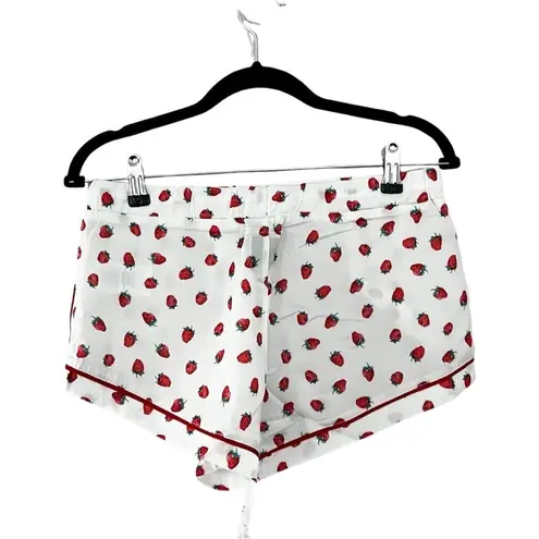 NWT PLUSH Revolve Strawberry Satin Short Pajama Set W/ Eyemask Sz S White