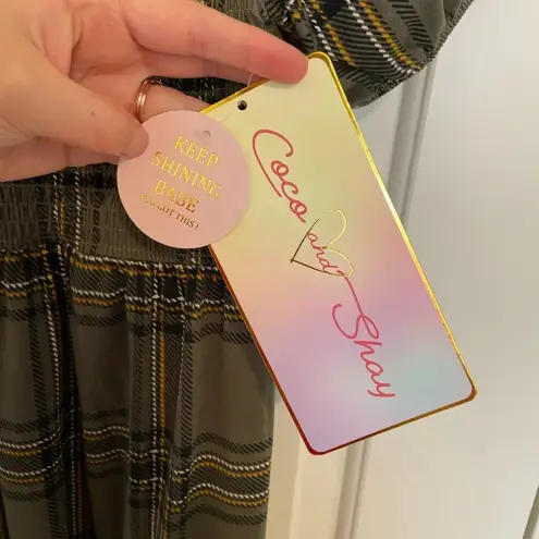 NWT | Coco &‎ Shay women’s green plaid patterned puff sleeve dress — small