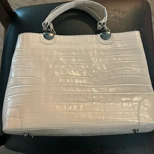 Firenze Croc Embossed Leather tote crossbody Tan