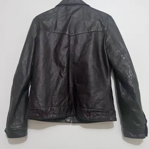 Vintage Santa Fe Leather Brown Full zip Bomber Jacket Lg Moto