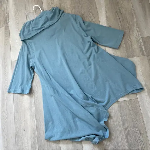 Pacificotton Asymmetric Tunic cowl neck womens Blue (medium) heavy lagenlook vtg