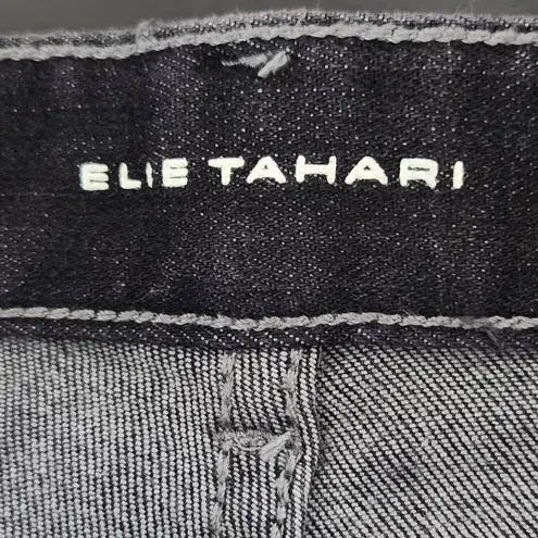 Elie Tahari Black Skinny Jeans with Silver Snakeskin Print Size 10