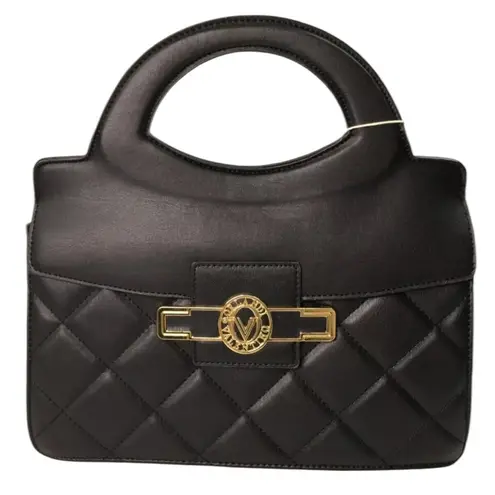 Valentino Orlandi cross body bag vegan leather with gold hardware NWT Black