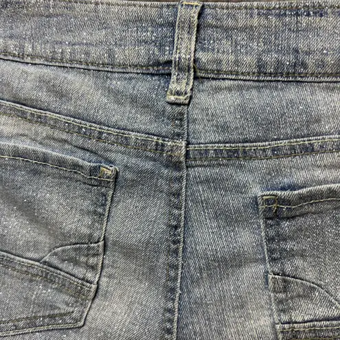 Vintage Y2K LEI Ashley Low Rise Denim Jean Shorts Juniors Size 11 Sparkle Blue