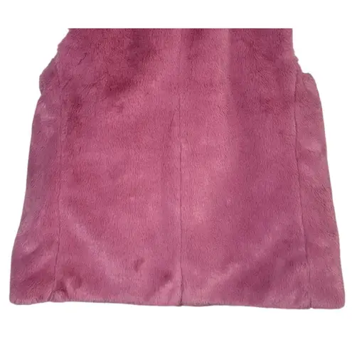 J.Crew  Faux Fur Sleeveless Vest Pockets Zip Up Closure Lined Small Guava Berry