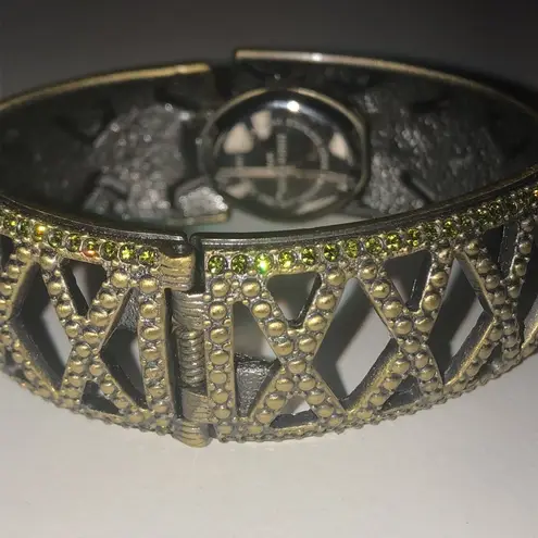 Heidi Daus CZ Rhinestones Hidden Watch Bangle Bracelet Gold