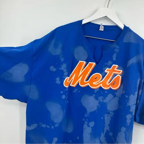 New York Mets Bleach Splatter V Neck Short Sleeve Shirt Size 3XL