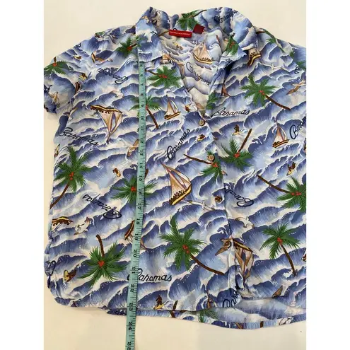 Gloria Vanderbilt Bahamas Tropical Short Sleeve Button Down Shirt Sz Lg Rayon