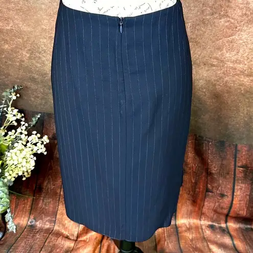 Armani Collezioni Bow Front Pin Stripe A-Line Skirt Midnight Size 10