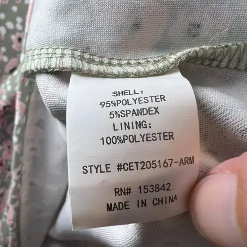 MELLODAY Mellowday Wmen's Ditsy Floral Square Neck Blouse Shirt Green Pink Cottagecore XL