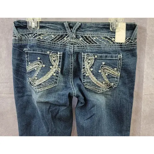 Vanity Women’s Low Rise Curvy Bootcut Stretch Jeans, Medium Wash, Size 28x31" Blue