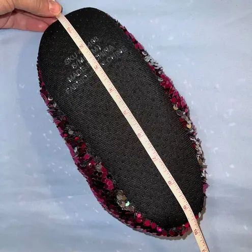 Boutique Womens Slippers Sequin Pink and Silver Slip On Fleece Lined Comfy Cozy