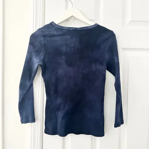 Suzie In The City Navy Blue Tie Dye White Cross Center Design Vtg Y2K Top Medium
