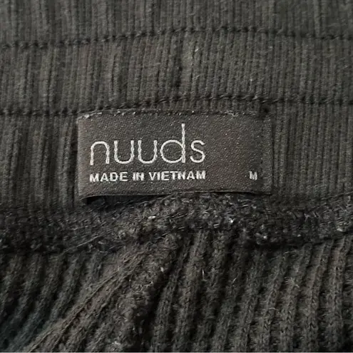 NUUDS Women’s Size M Black Waffle Knit Top & Pants Set Size M