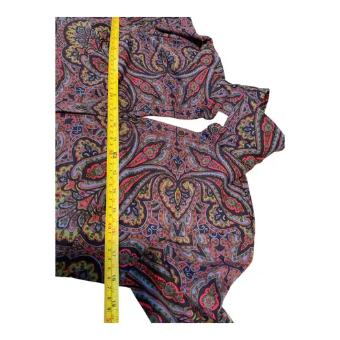 Womens Paisley Print Long Sleeve Collared Button Front Midi Dress Size Small Purple