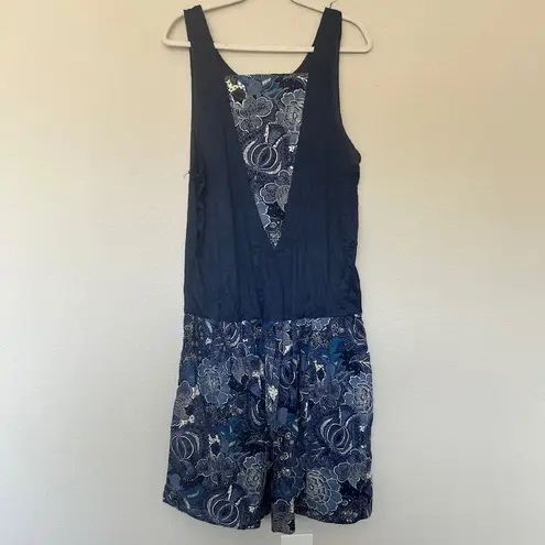 Vintage Floral Sleeveless Midi Dress Blue Paisley Casual Size 16 1/2 Boho Summer
